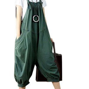 Mono holgado de mezclilla de algodón con pierna ancha y entrepierna caída 14 -16